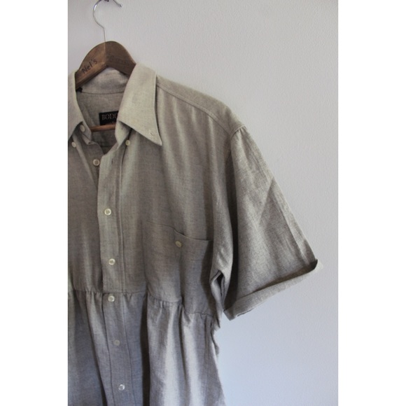 Bodoni Linen Look Buttoned Peplum Short Sleeve Top Medium - Picture 5 of 9